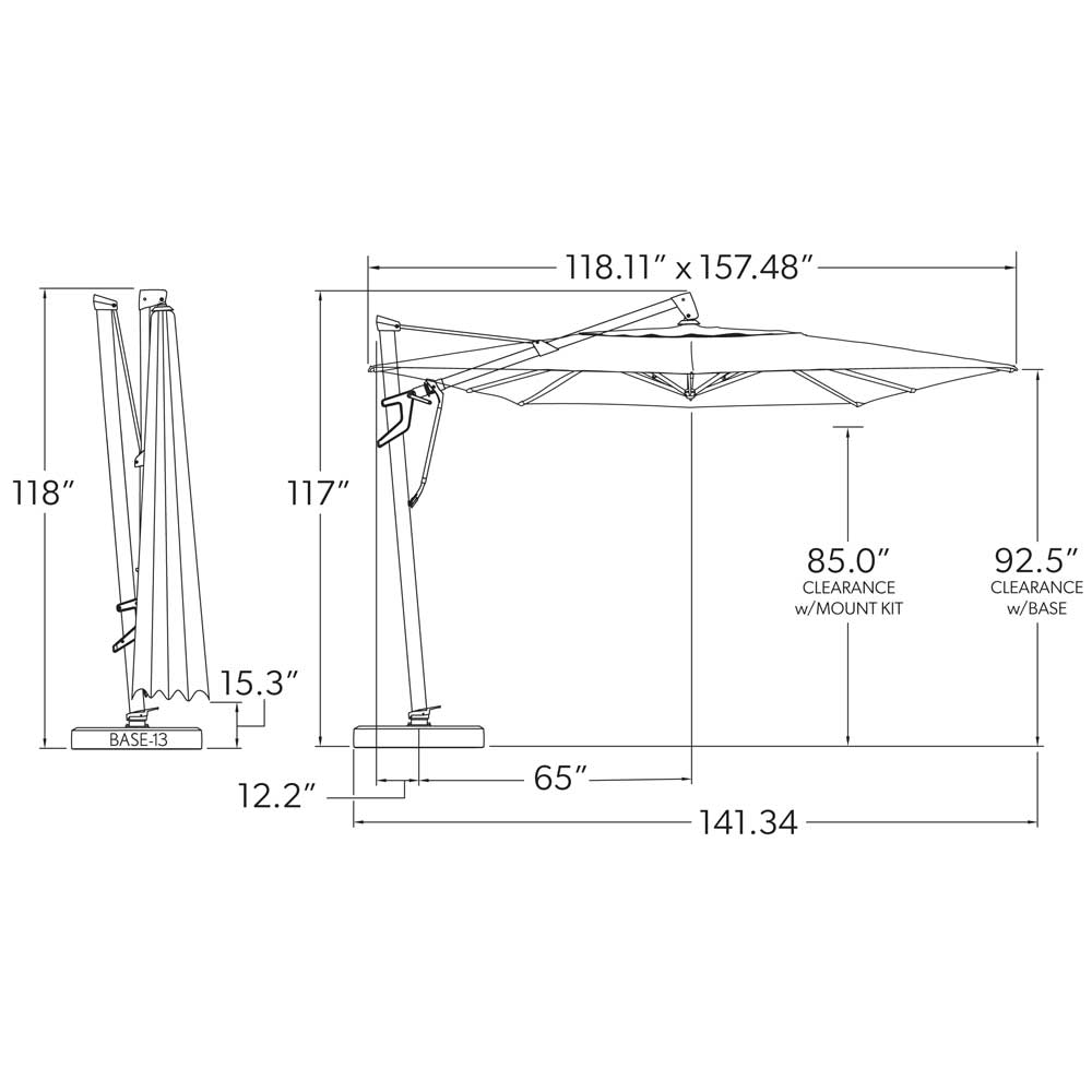 rectangle cantilever umbrella